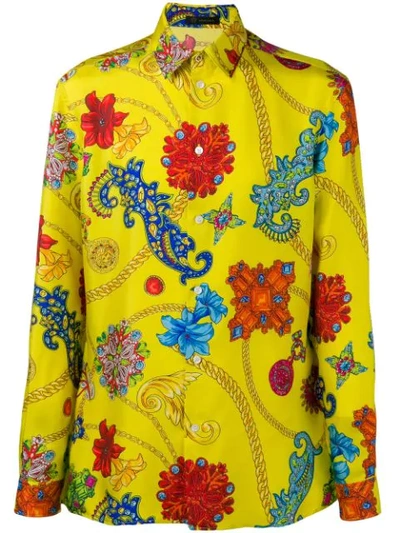 Shop Versace Baroque Retro Shirt In Yellow