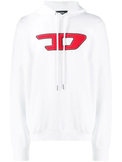 Shop Diesel D Logo Hoodie In White