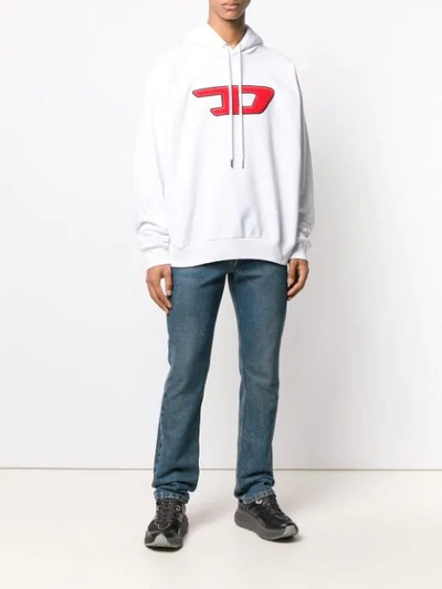 Shop Diesel D Logo Hoodie In White