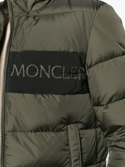 Shop Moncler Padded Logo Coat - Green