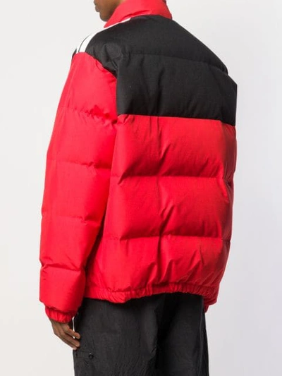 Shop Palm Angels Print Logo Down Jacket In Red