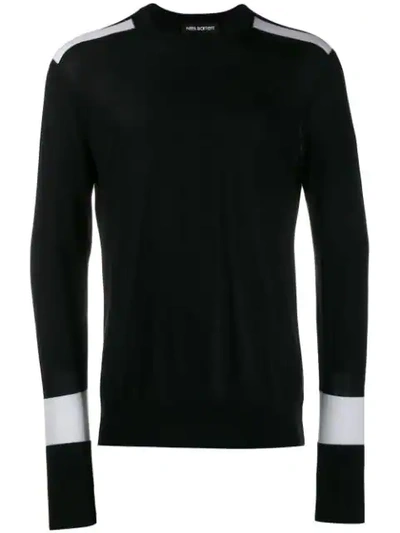Shop Neil Barrett Contrasting Sleeves Sweater In Black