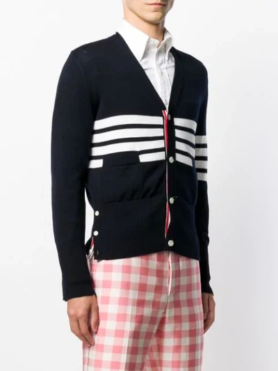 Shop Thom Browne 4-bar Sailboat Intarsia Cardigan In Blue