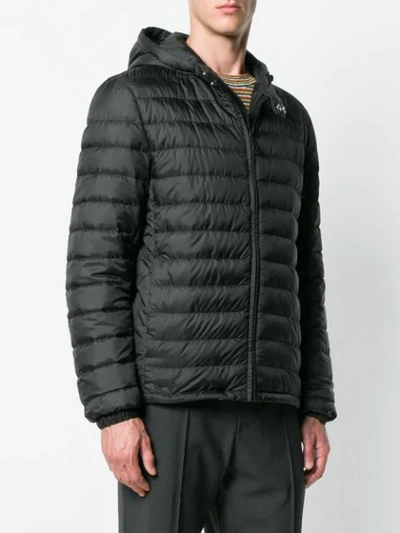 Shop Prada Padded Hooded Coat In Black