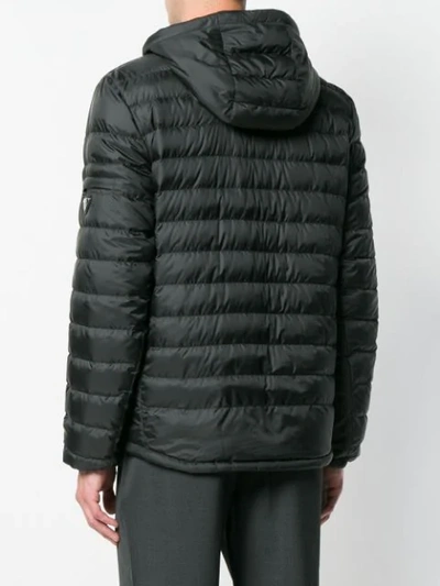 Shop Prada Padded Hooded Coat In Black