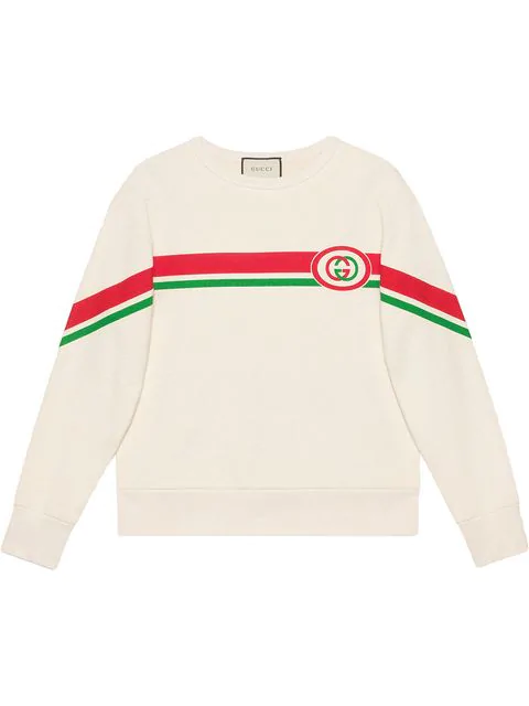 cotton sweatshirt with gucci stripe