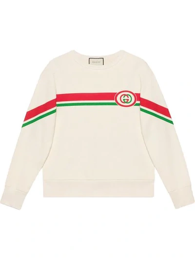 Shop Gucci Interlocking G Crew-neck Sweatshirt In White