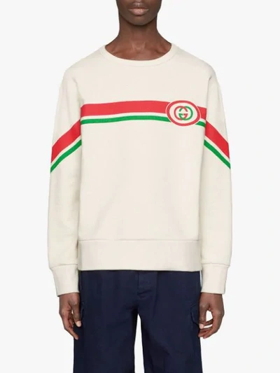 Shop Gucci Interlocking G Crew-neck Sweatshirt In White