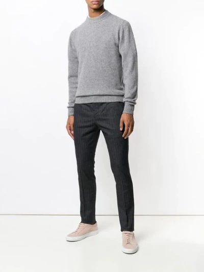 Entre Amis Slim Fit Pinstripe Trousers In Grey