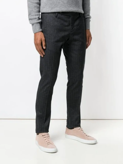 Entre Amis Slim Fit Pinstripe Trousers In Grey