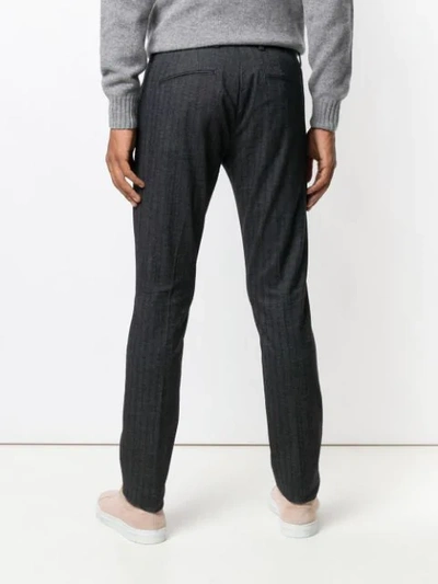 Entre Amis Slim Fit Pinstripe Trousers In Grey