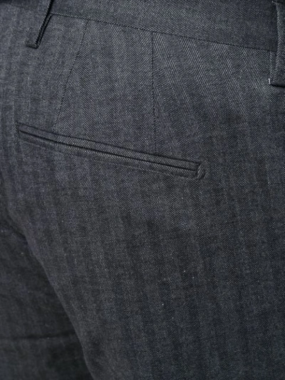 Entre Amis Slim Fit Pinstripe Trousers In Grey