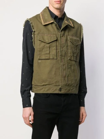 Shop Saint Laurent Utility Vest In Green