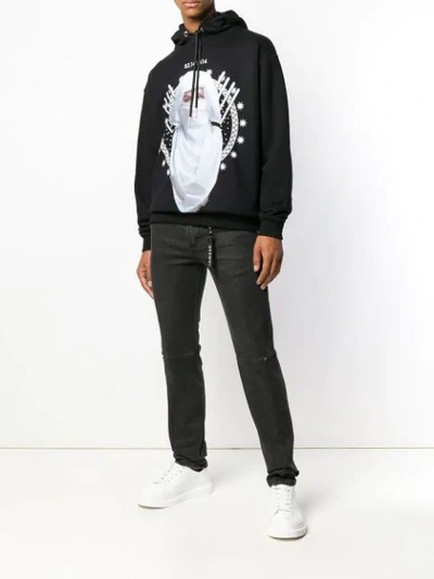 Shop Icosae Front Print Hoodie In Black