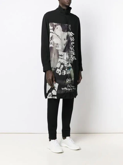 YOHJI YAMAMOTO OVERSIZED E-DIE SHIRT - 黑色