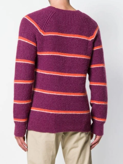 Shop Ami Alexandre Mattiussi Striped Crew Neck Sweater In Pink