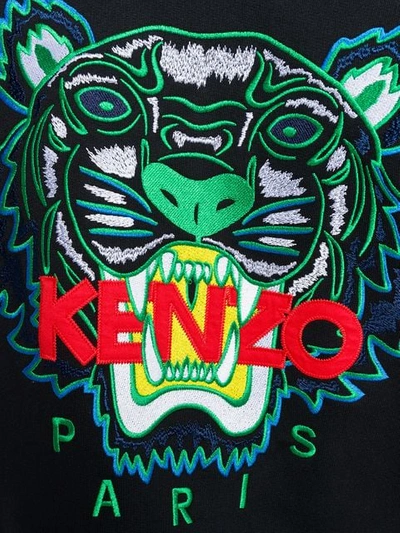 Shop Kenzo Tiger Zipped Hoodie In Black