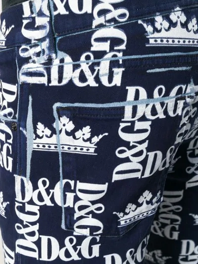 Shop Dolce & Gabbana All-over Logo Print Jeans In Blue