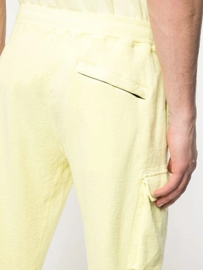 Shop Stone Island Logo Sweatpants In Yellow
