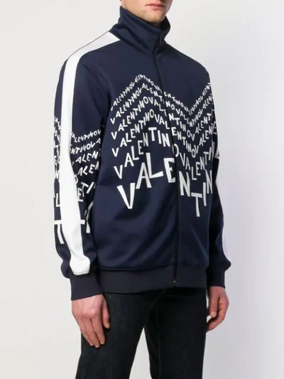 Shop Valentino Logo Print Track Jacket In Blue