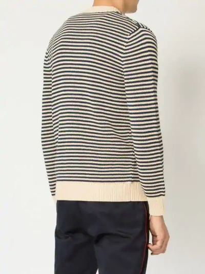 Shop Gucci Embroidered Details Striped Cardigan In Neutrals