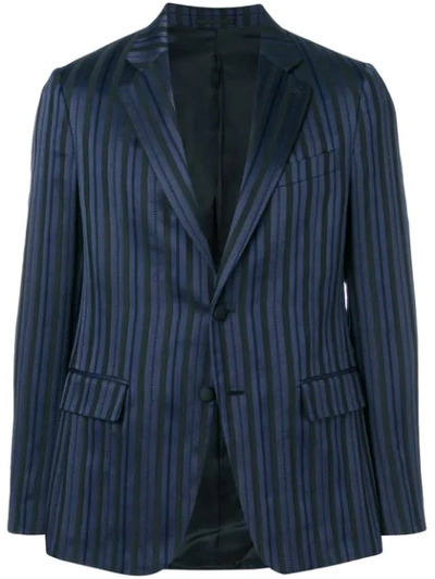Shop Versace Striped Patterned Blazer In Blue