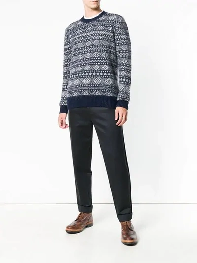 Shop Woolrich Intarsia-knit Jumper In Blue