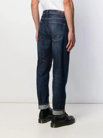Shop Dondup Distressed Straight Leg Jeans In Blue