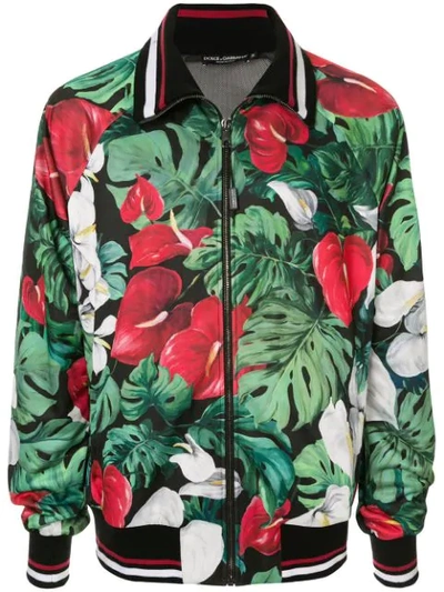 Shop Dolce & Gabbana Anthurium Print Bomber Jacket In Multicolour