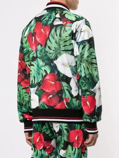 Shop Dolce & Gabbana Anthurium Print Bomber Jacket In Multicolour