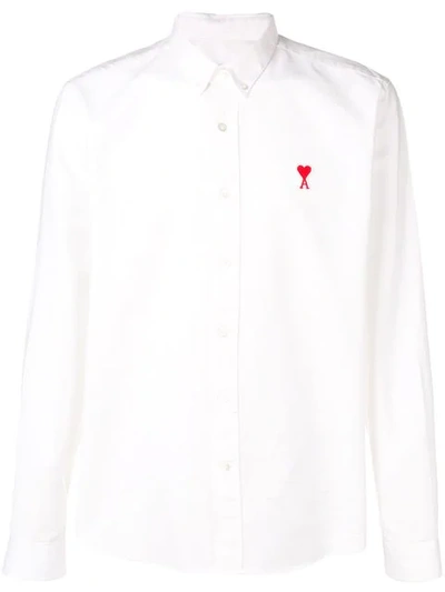 Shop Ami Alexandre Mattiussi Ami De Coeur Long-sleeved Shirt In White
