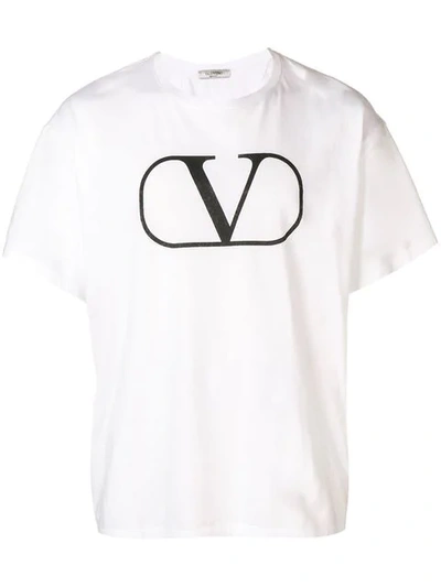 Shop Valentino Vlogo Print T-shirt In White