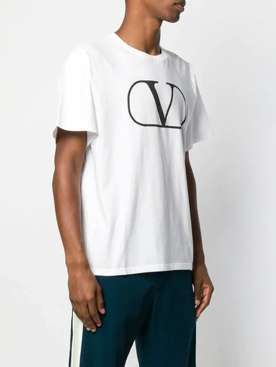 Shop Valentino Vlogo Print T-shirt In White