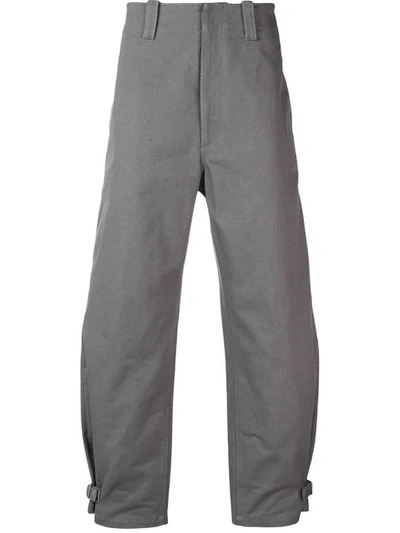 Shop Marni Buckled Cuff Wide Trousers In Grey