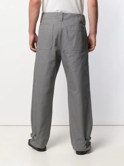 Shop Marni Buckled Cuff Wide Trousers In Grey
