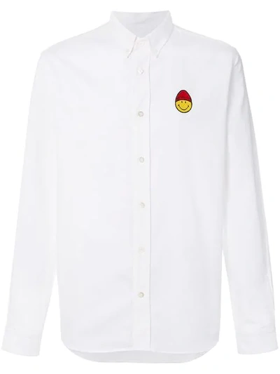 Shop Ami Alexandre Mattiussi Smiley Patch Shirt In White
