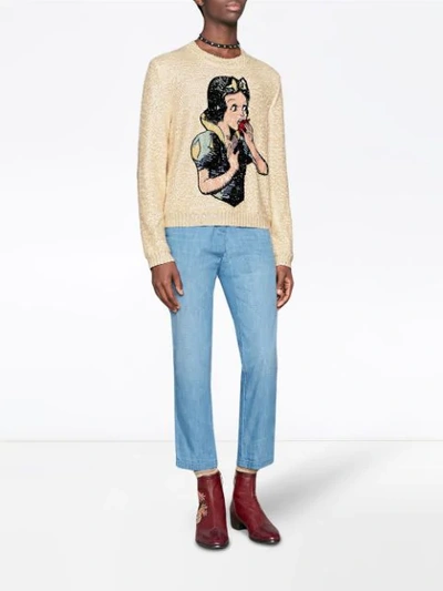 Shop Gucci Bleached Denim Chino In Blue