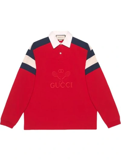 Shop Gucci Oversize Polo With  Tennis In Red