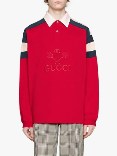 Shop Gucci Oversize Polo With  Tennis In Red