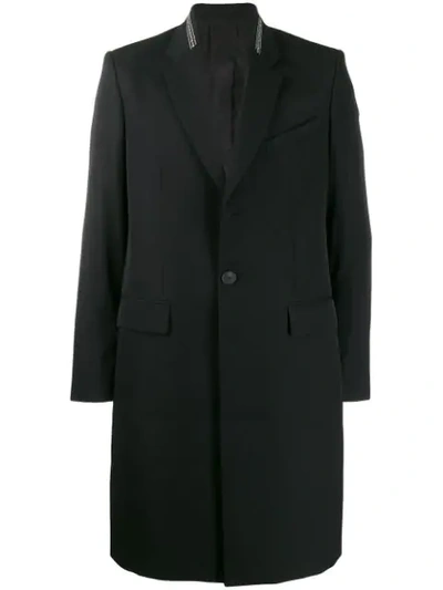 Shop Givenchy Branded Lapel Single Breasted Coat In Black