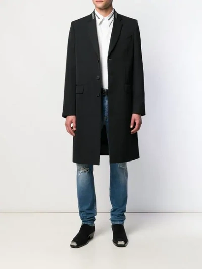 Shop Givenchy Branded Lapel Single Breasted Coat In Black