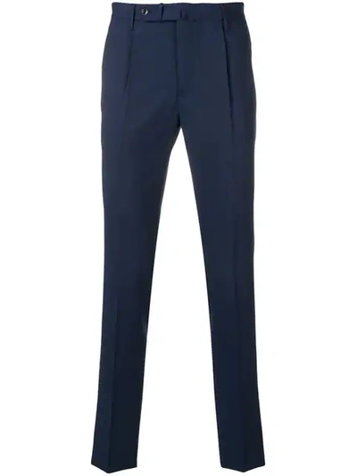 Shop Incotex Creased Slim Fit Trousers In Blue