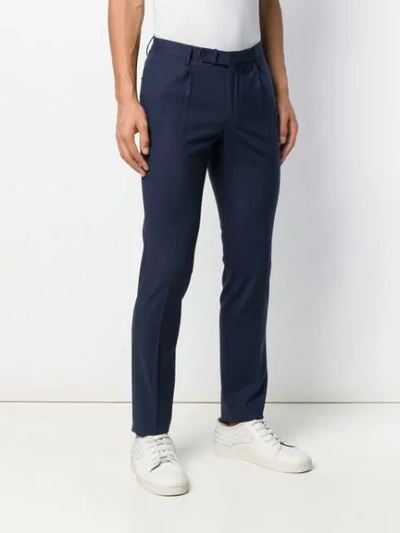 Shop Incotex Creased Slim Fit Trousers In Blue