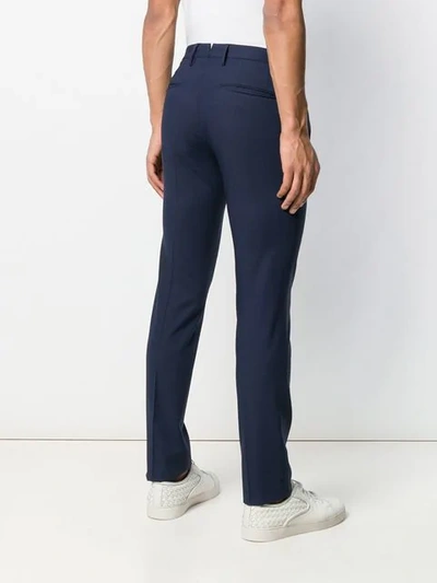 Shop Incotex Creased Slim Fit Trousers In Blue