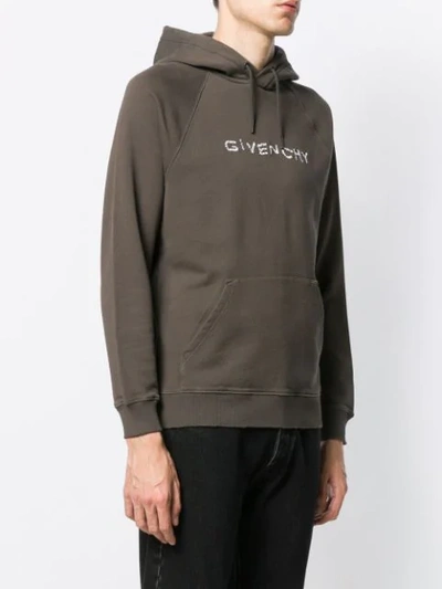 GIVENCHY EMBROIDERED LOGO HOODIE - 灰色