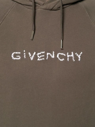 GIVENCHY EMBROIDERED LOGO HOODIE - 灰色