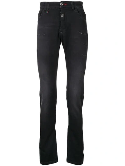 Shop Philipp Plein Distressed Skinny Jeans In Black