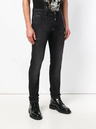 Shop Philipp Plein Distressed Skinny Jeans In Black