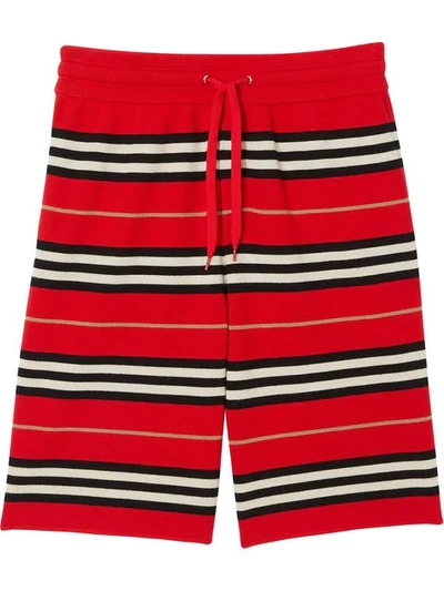 Shop Burberry Kenton Bermuda Striped Shorts In Red