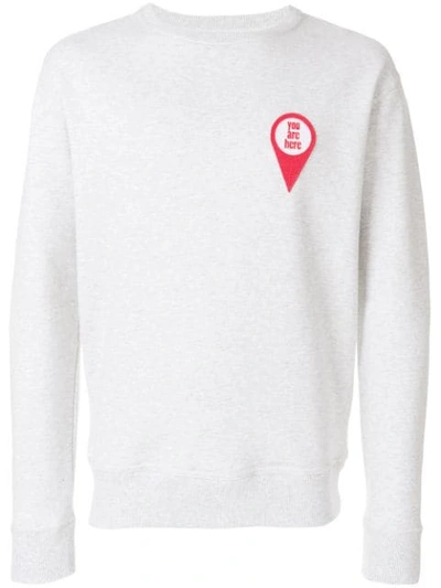 Shop Ami Alexandre Mattiussi Crew Neck Sweatshirt Red Patch You Are Here In Grey